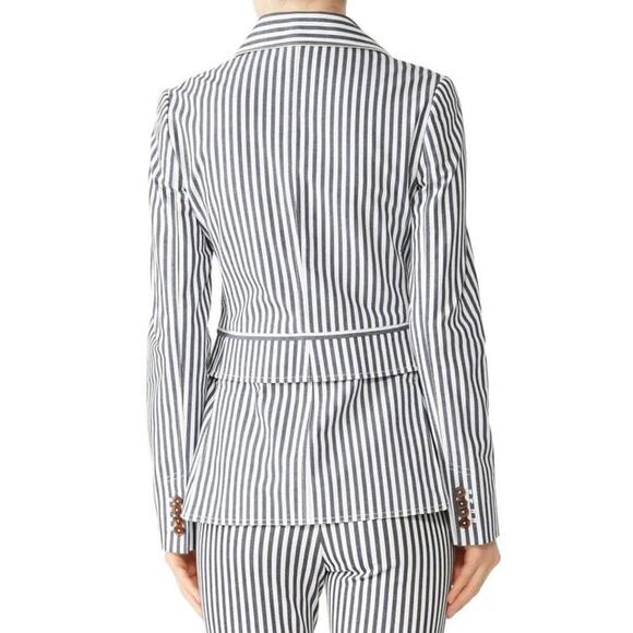 Derek Lam 10 Crosby Striped Blazer Single Breasted Cotton Jacket Blue & White 6 - Picture 2 of 12
